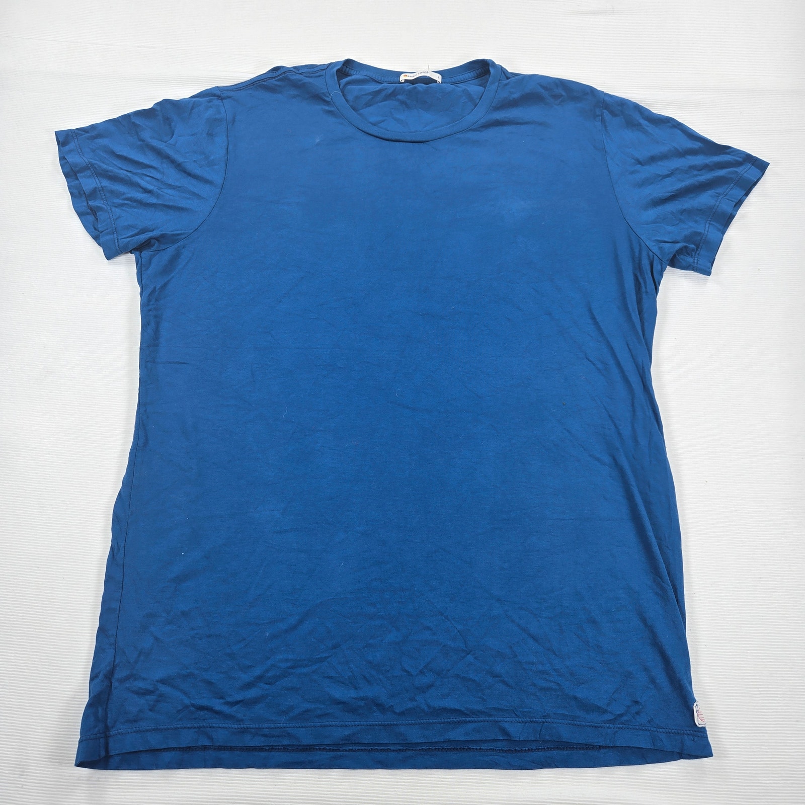 Marine Layer Signature Crew Neck T Shirt In Bering Sea Blue Men's Size Large